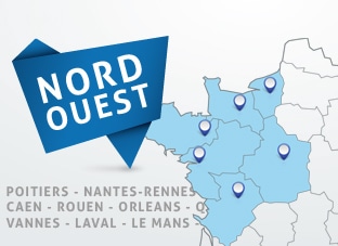 Nos poseurs d'adhésif sont situés à Nantes, Rennes, Caen, Rouen, Poitiers et Orléans.